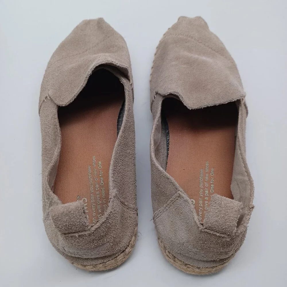 Toms Suede Flats Espadrilles Slip On‎ Loafer Neutral Tan Womens 6.5